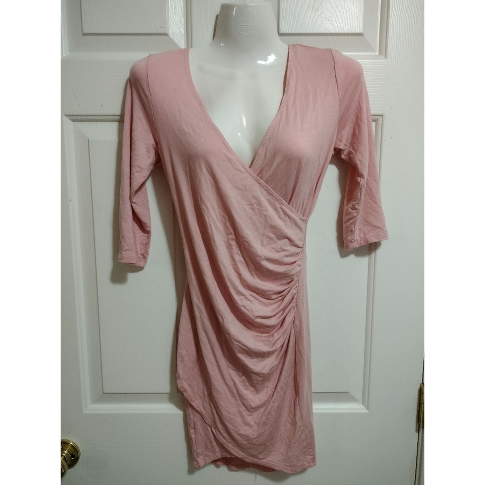Best Cody Light Blush Plunging Neck Drape Dress Women's Size Small